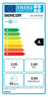 Sencor SAC MT7020C mobiele airco 7000 BTU energieklasse A wit energielabel A