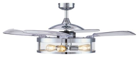 Beacon Fanaway Classic Chrome plafondventilator 122 cm 212926 voorzijde verlichting aan