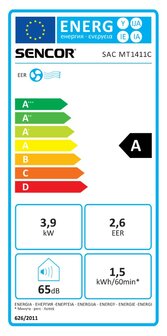 Sencor SAC MT1411C mobiele airco 14000 BTU energieklasse A wit