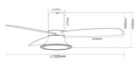 Beacon Airfusion Flusso plafondventilator wit 132 centimeter