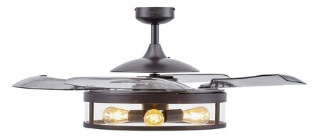 Beacon Fanaway Classic Antique Black plafondventilator 122 cm 212927 voorzijde verlichting aan