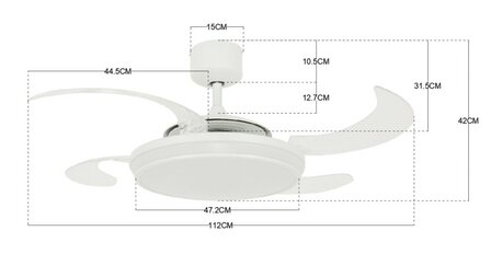 Beacon Fanaway Evo1 Led plafondventilator met verlichting wit 122 cm afmetingen