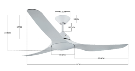 Beacon Lucci Air Mariner plafondventilator 142 cm afmetingen