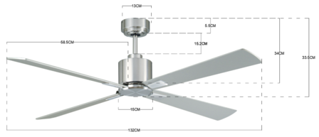 Beacon Airfusion Climate plafondventilator chroom 132 centimeter maten