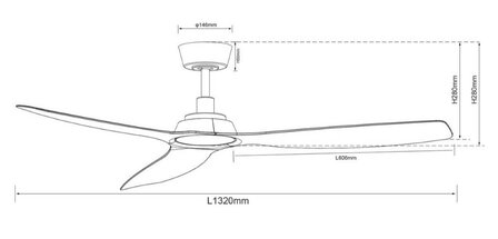 Beacon Airfusion Moto plafondventilator zwart 132 centimeter maten