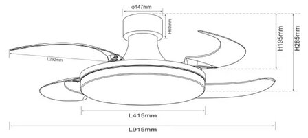 Beacon Fanaway Orbit plafondventilator zwart 92 cm 210665 afmetingen