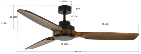 Beacon Shoalhaven plafondventilator zwart 142 cm afmetingen 213051