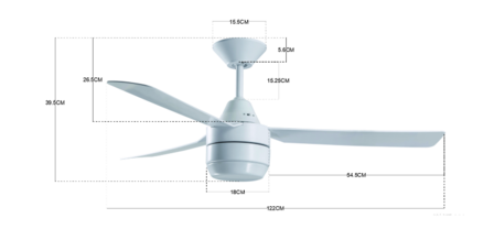 Beacon Bayside Calypso plafondventilator met verlichting 122 cm afmetingen