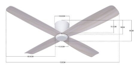 Beacon Lucci Air Fraser plafondventilator wit gewassen/eiken 132 cm