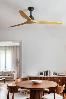 Faro Barcelona Alo L plafondventilator zwart/hout 152 cm aan plafond