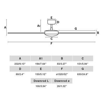 Faro Barcelona Cruiser L plafondventilator zwart/aluminium 132 cm afmetingen