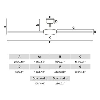 Faro Barcelona Cruiser L plafondventilator matwit 132 cm afmetingen