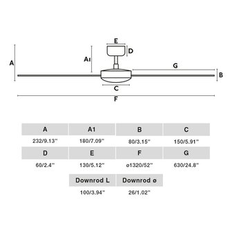 Faro Barcelona Rudder L plafondventilator zwart/walnoot 132 cm afmetingen