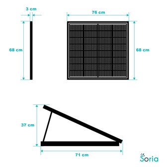 Avidsen Soria Wifi 400 Watt Zonnepanelen plug-and-play met vloer- en muurbevestiging afmetingen