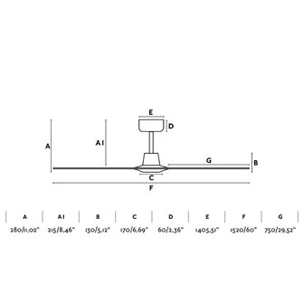 Faro Barcelona Morea L plafondventilator lichtbruin 152 cm afmetingen