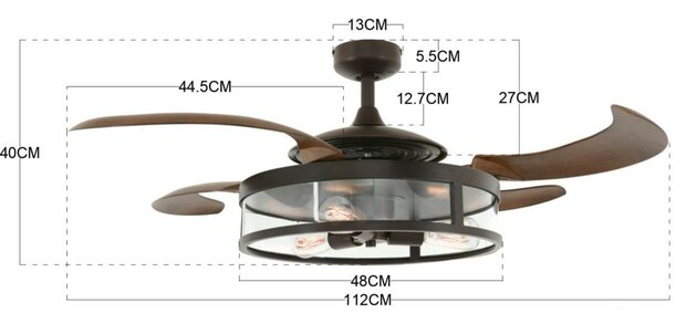 Beacon Fanaway Classic Oil Rubbed Bronze plafondventilator 121 cm afmetingen