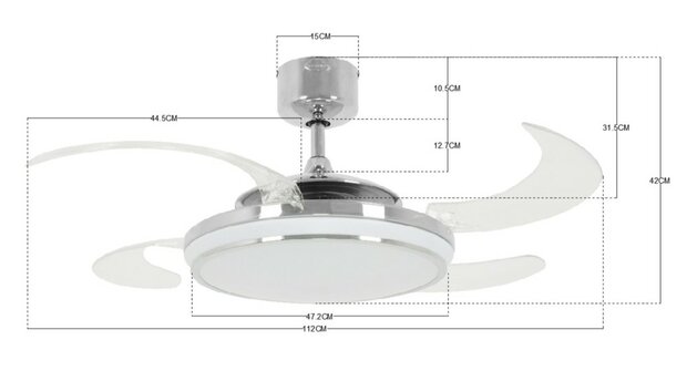 Beacon Fanaway Evo1 Led plafondventilator met verlichting chroom 122 cm