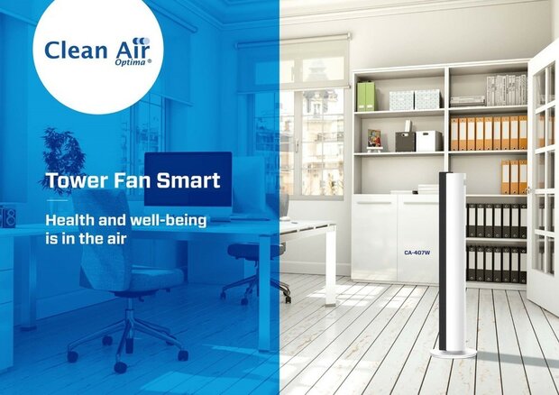 Clean Air Optima CA-407W Smart luxe torenventilator met luchtzuiveraar wit + app