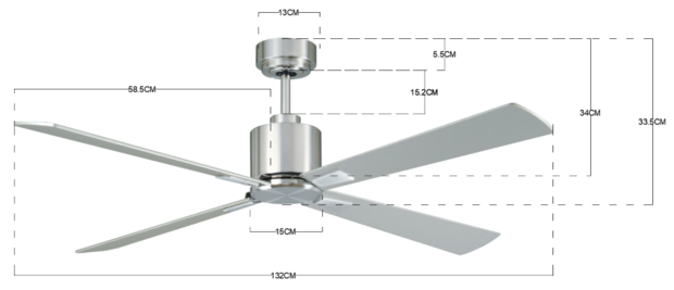 Beacon Airfusion Climate plafondventilator chroom 132 centimeter maten