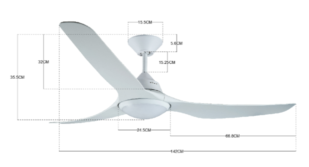 Beacon 213096 Lucci Air Mariner plafondventilator met ledverlichting 142 cm