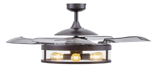 Beacon Fanaway Classic Antique Black plafondventilator 122 cm 212927 voorzijde verlichting aan