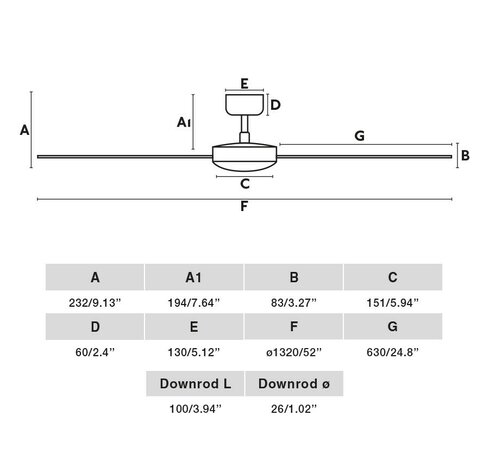 Faro Barcelona Cruiser L plafondventilator zwart/aluminium 132 cm afmetingen