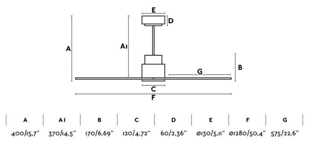 Faro Barcelona Nassau M plafondventilator bruin 128 cm afmetingen