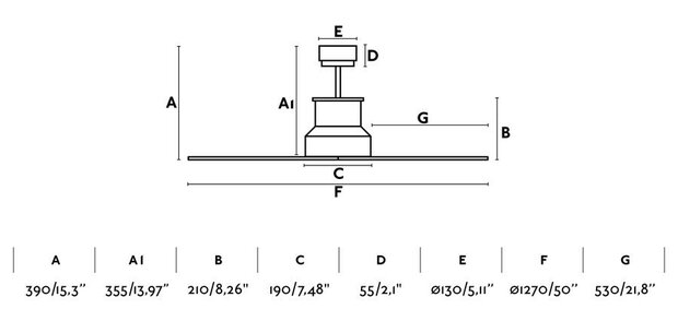 Faro Barcelona Winche M plafondventilator zwart/bruin 130 cm afmetingen