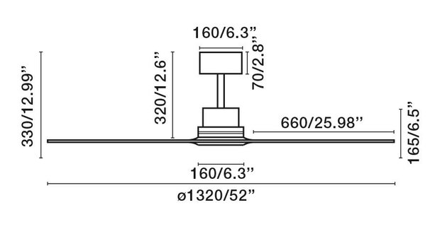 Faro Barcelona Lantau L plafondventilator matzwart/walnoot 132 cm afmetingen